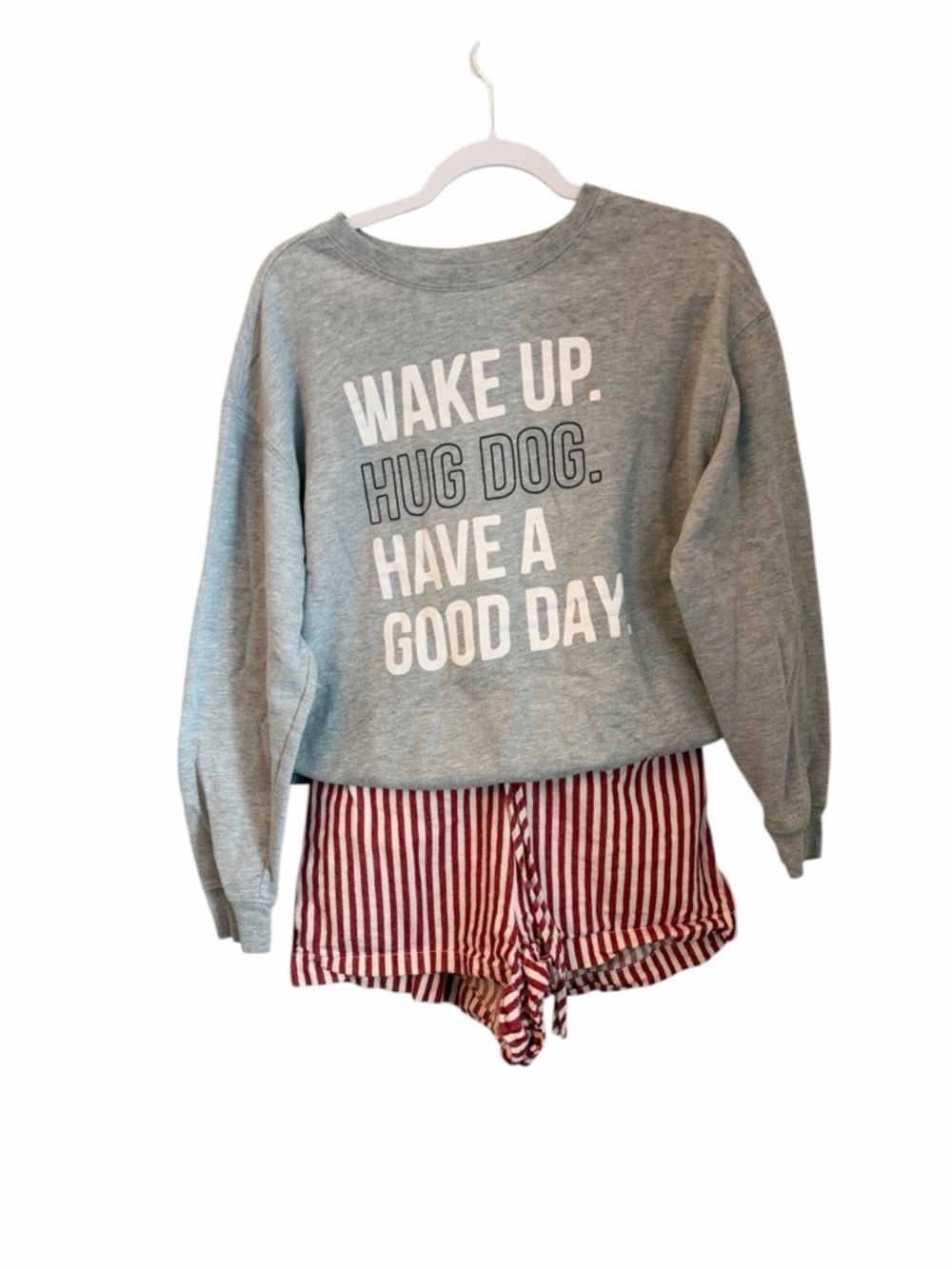 Kids pjCold Crush Graphic Long-Sleeve Top with Red-White Striped Shorts Medium.
